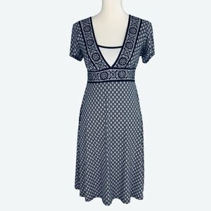 Baby Doll Dress Women's 8 V-Neck Short Sleeve Empire Waist Blue White Y2K Jersey